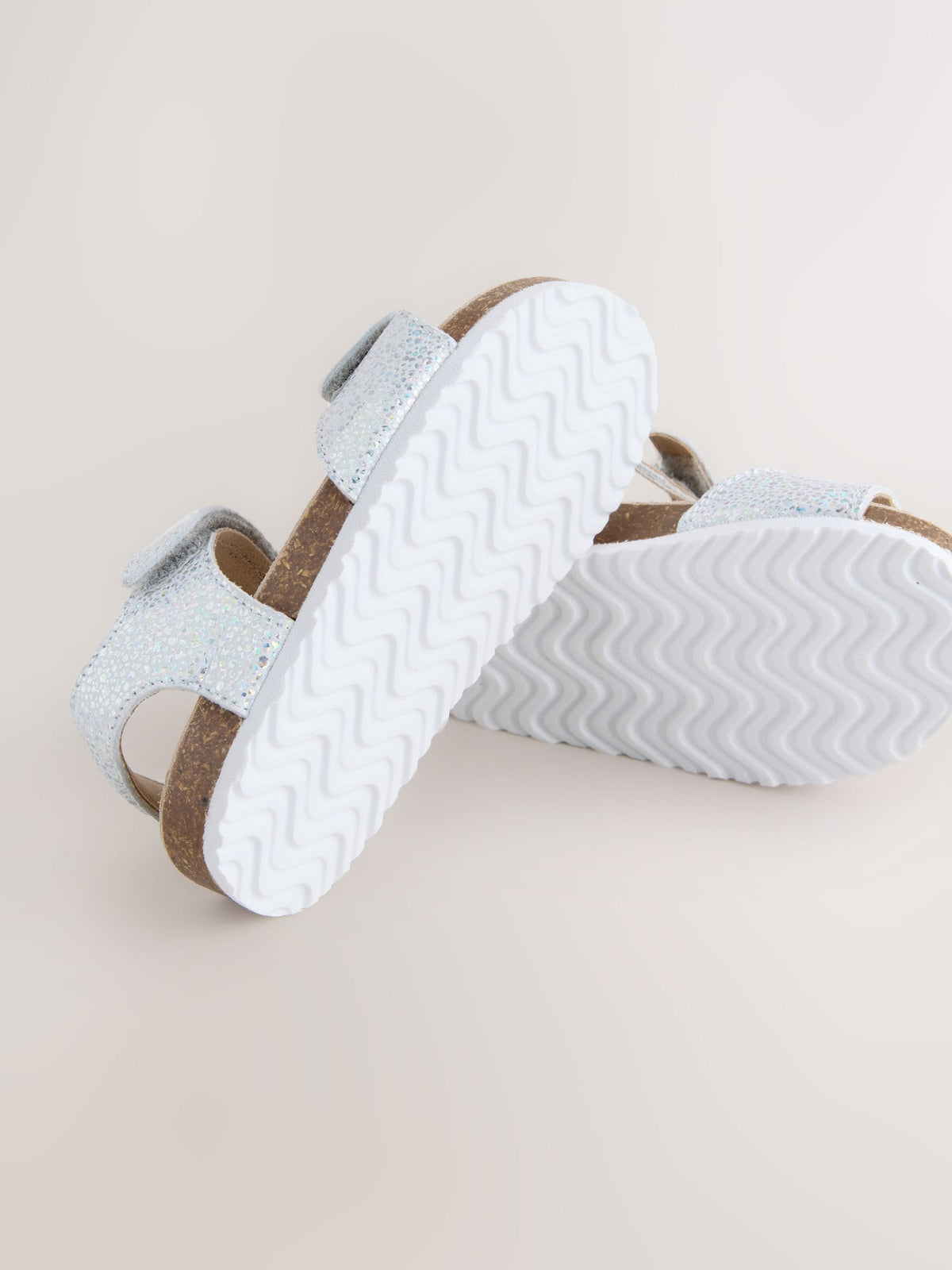 Silver Standard Fit (F) Touch Fastening Corkbed Sandals image 3