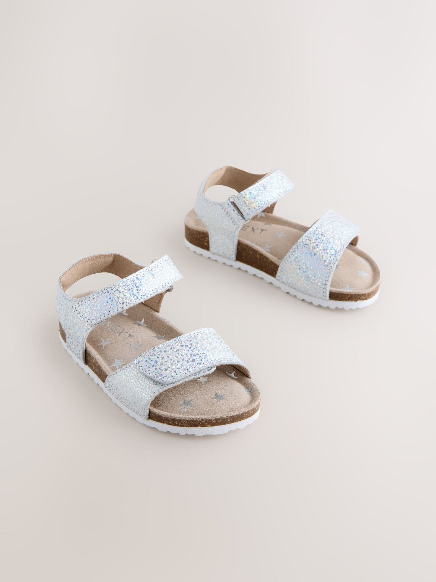 Silver Standard Fit (F) Touch Fastening Corkbed Sandals image 1