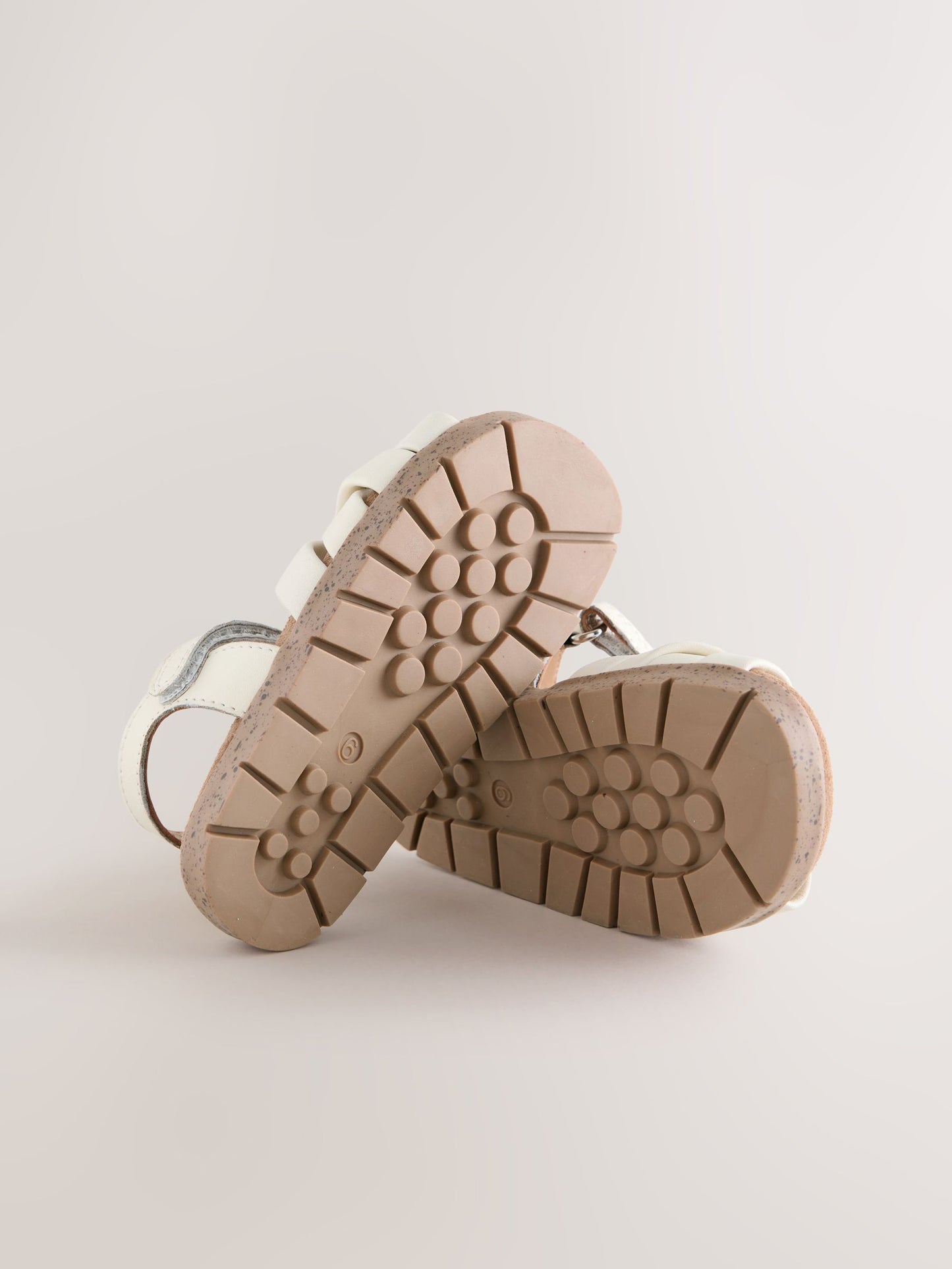 White Leather Woven Sandals with Touch Fastening image 3