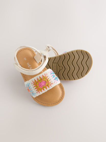Multi Ecru Crochet Touch Fastening Sandals image 3