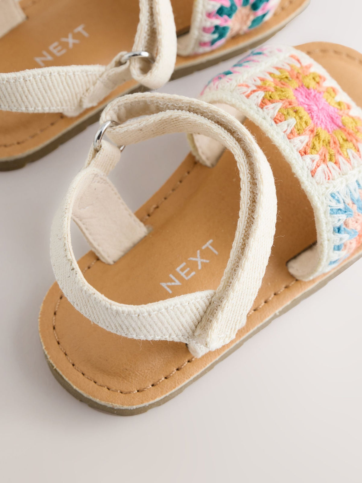 Multi Ecru Crochet Touch Fastening Sandals image 4