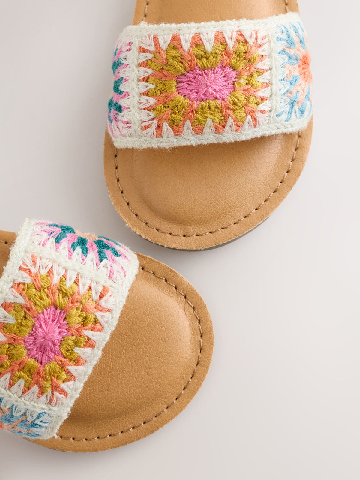 Multi Ecru Crochet Touch Fastening Sandals image 5