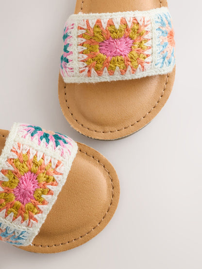 Multi Ecru Crochet Touch Fastening Sandals image 5