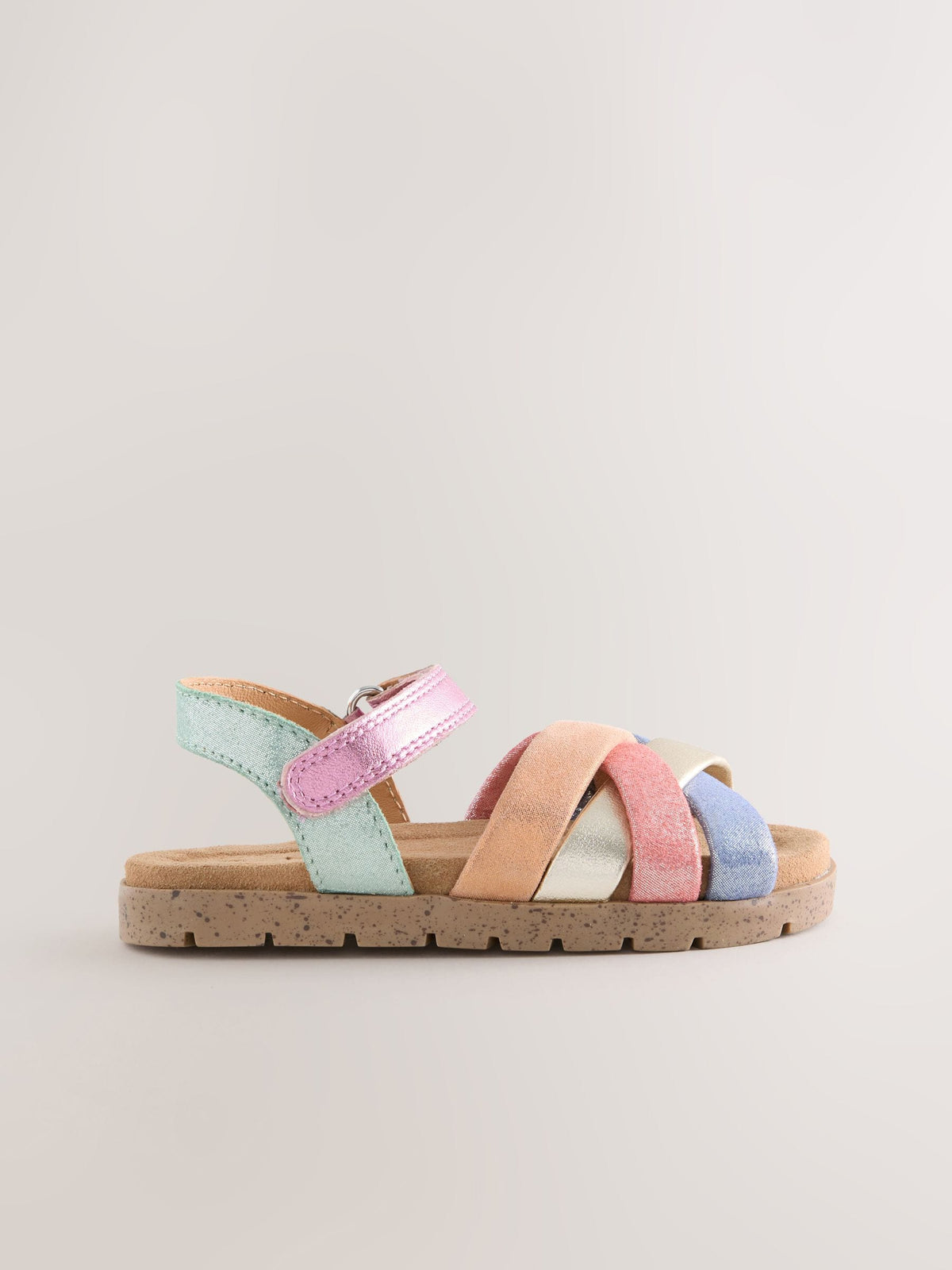 Multi Bright Leather Woven Sandals with Touch Fastening image 2