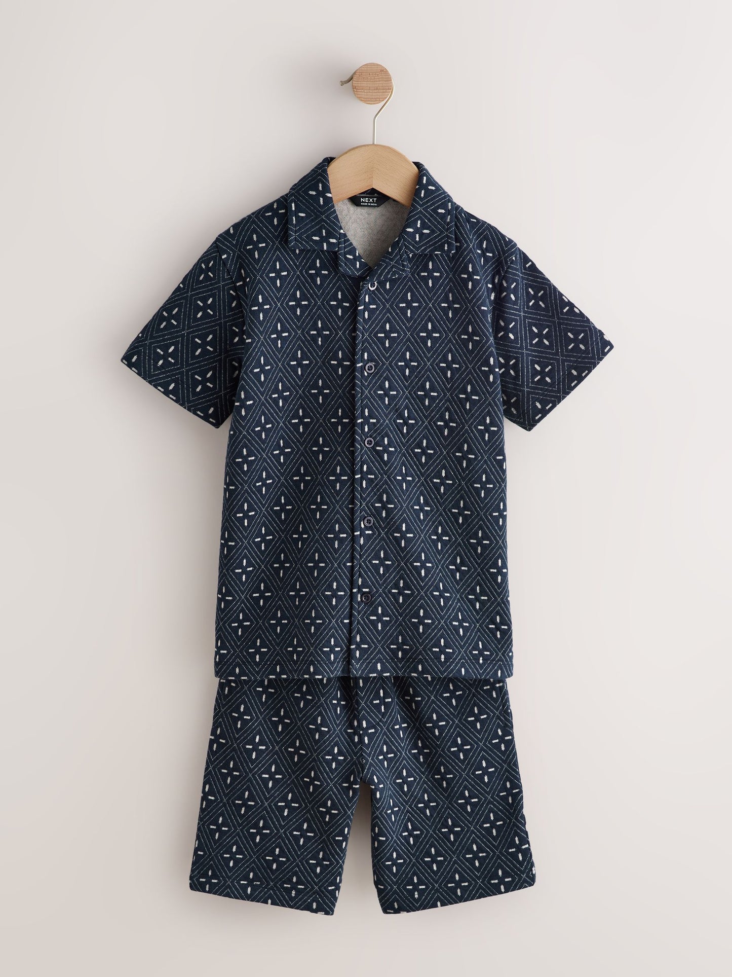 Dsiney Kidz - Navy Patterned Revere Button Through Shirt and Shorts Set (3-16yrs) image 5
