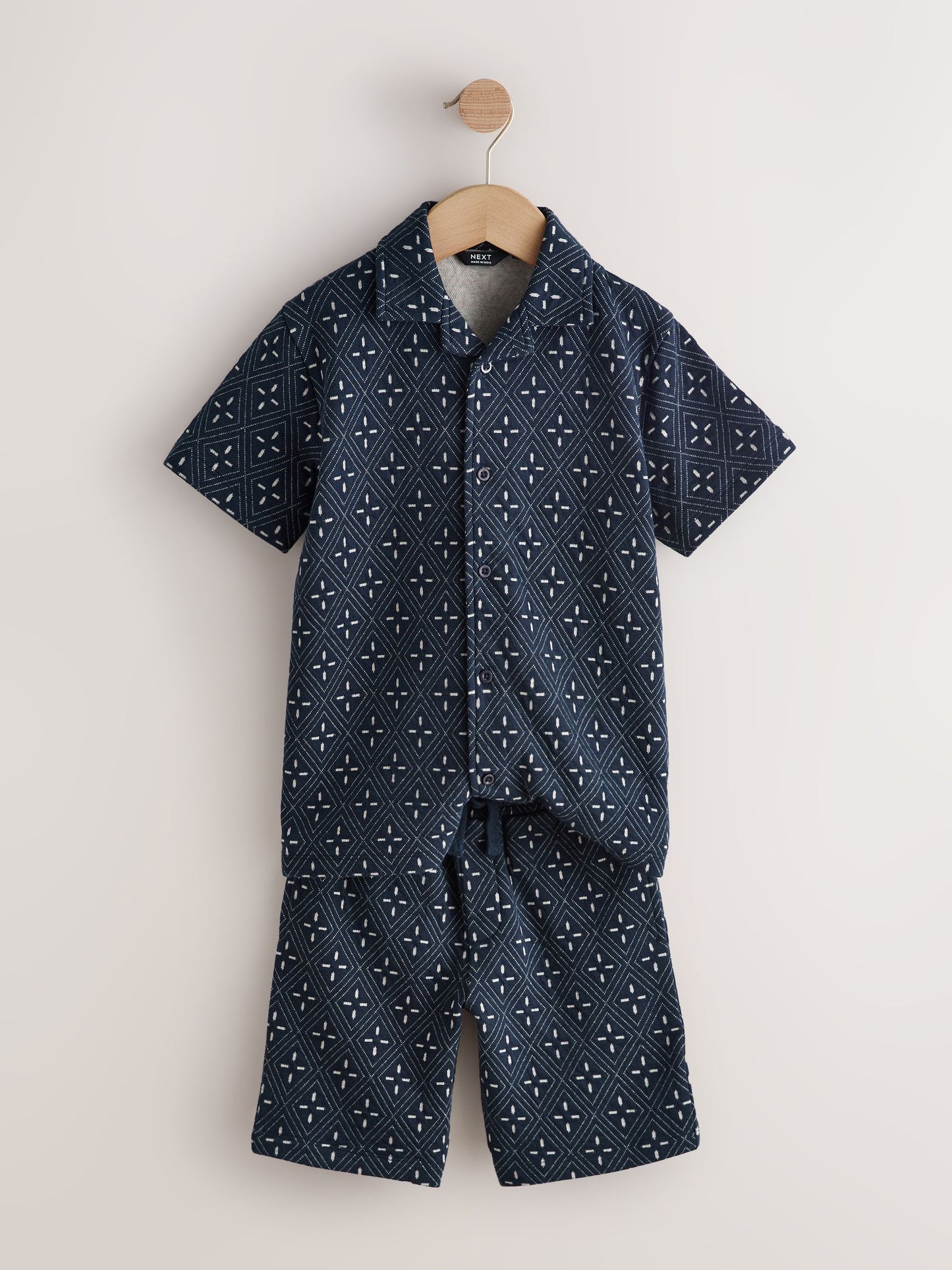 Dsiney Kidz - Navy Patterned Revere Button Through Shirt and Shorts Set (3-16yrs) image 6