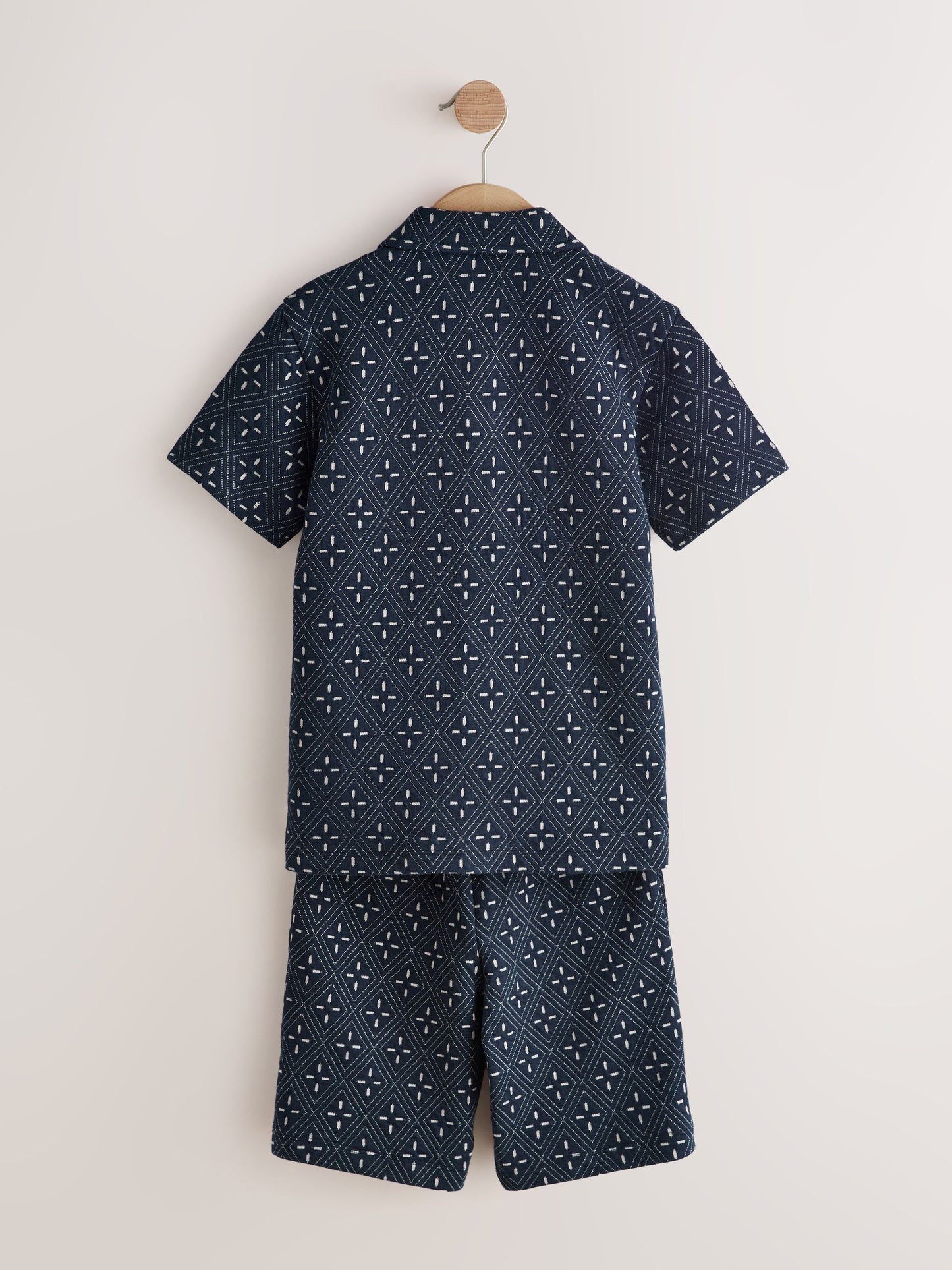 Dsiney Kidz - Navy Patterned Revere Button Through Shirt and Shorts Set (3-16yrs) image 7