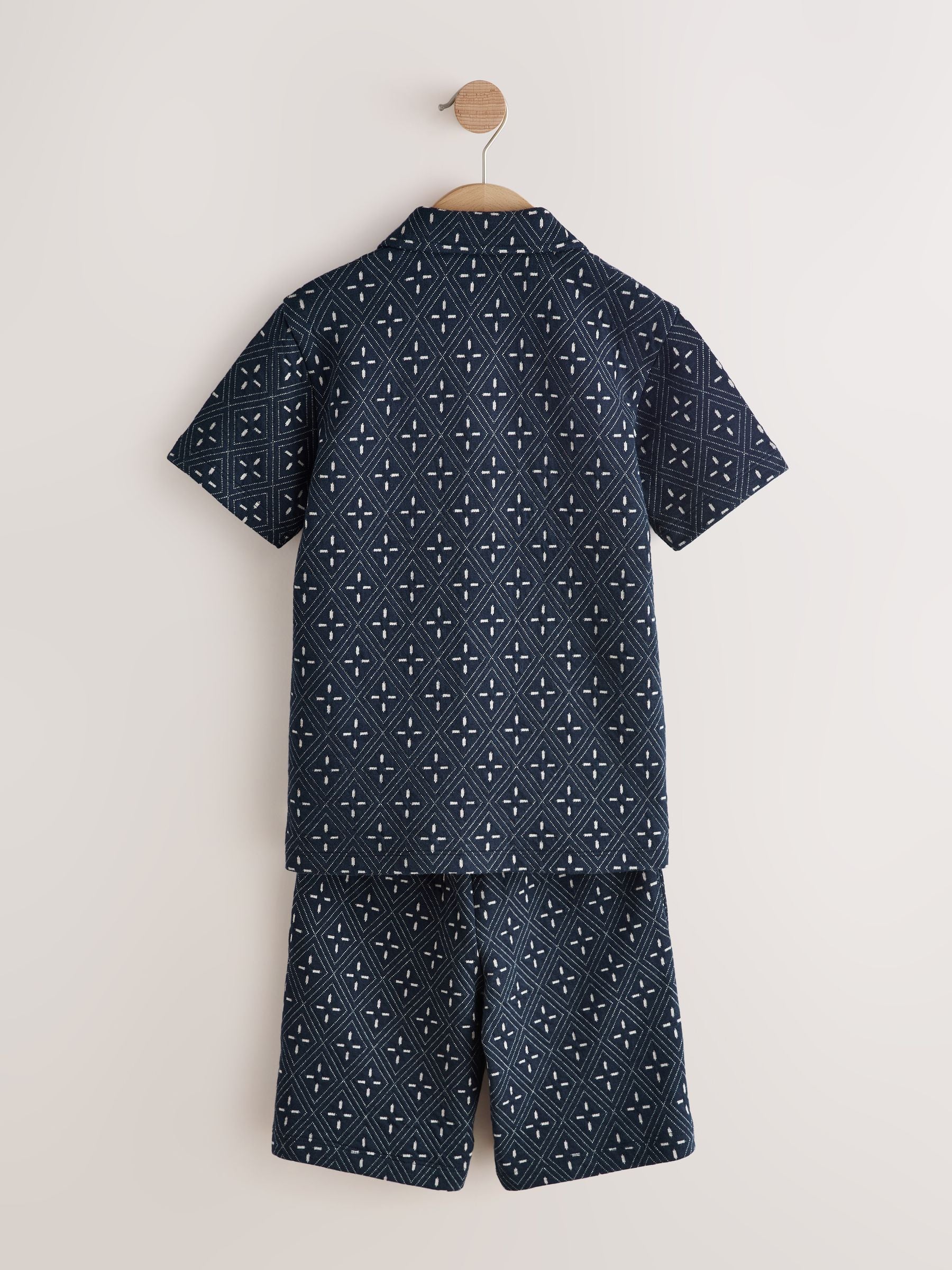 Dsiney Kidz - Navy Patterned Revere Button Through Shirt and Shorts Set (3-16yrs) image 7