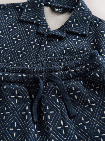 Dsiney Kidz - Navy Patterned Revere Button Through Shirt and Shorts Set (3-16yrs) image 9