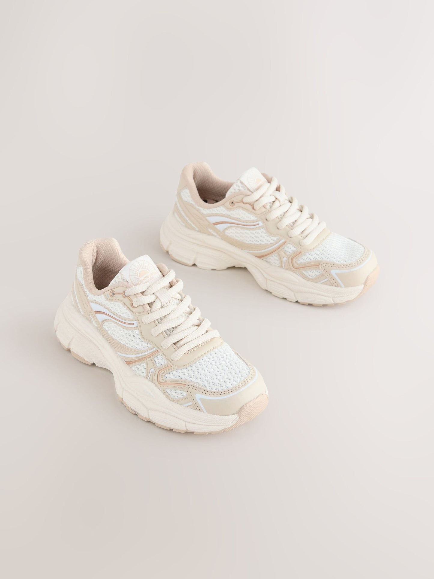 Neutral and White Standard Fit (F) Chunky Lace-Up Trainers image 1