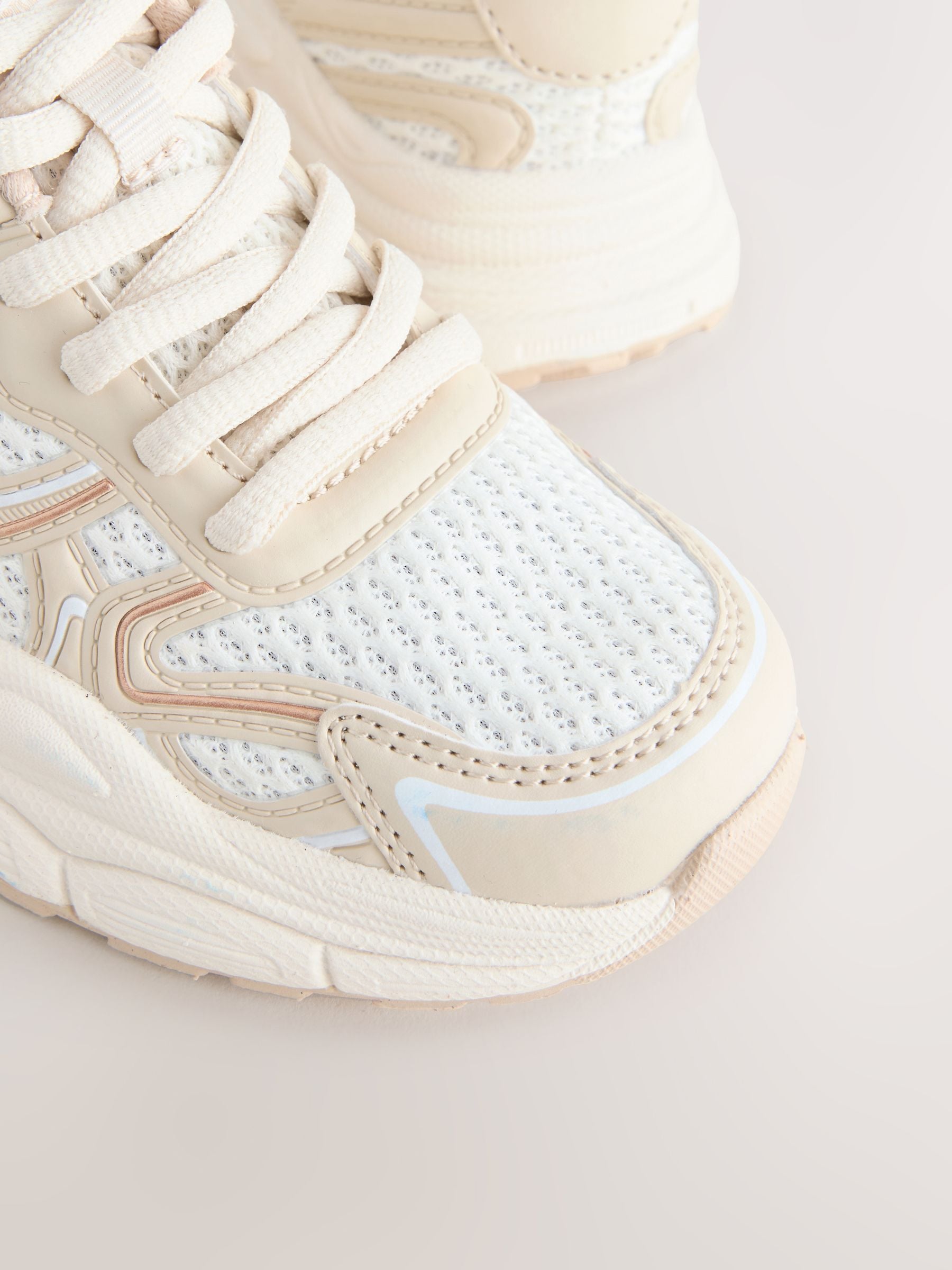 Neutral and White Standard Fit (F) Chunky Lace-Up Trainers image 5