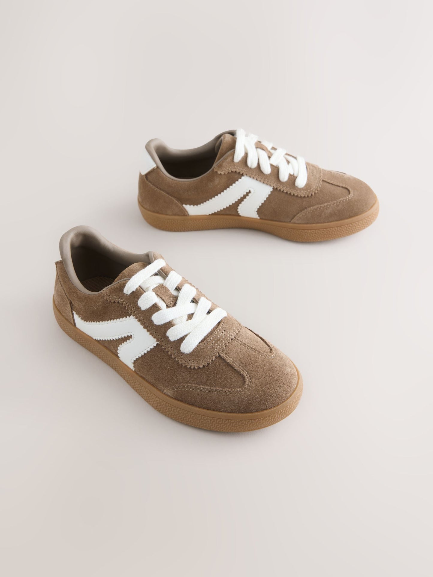 Brown Suede Standard Fit (F) Retro Trainers image 1
