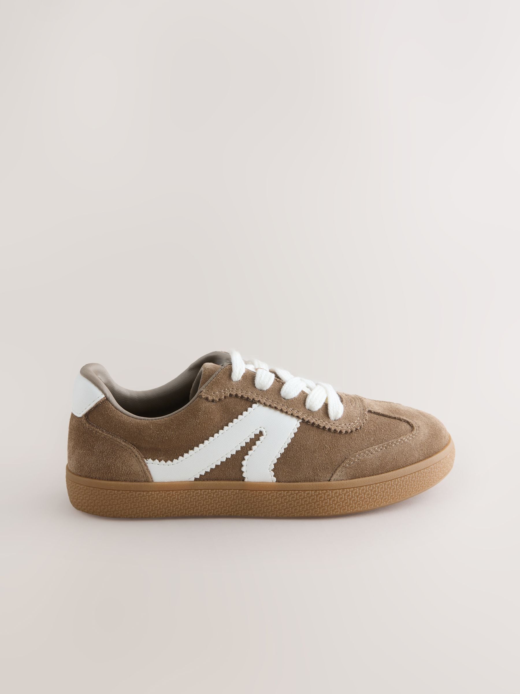 Brown Suede Standard Fit (F) Retro Trainers image 2