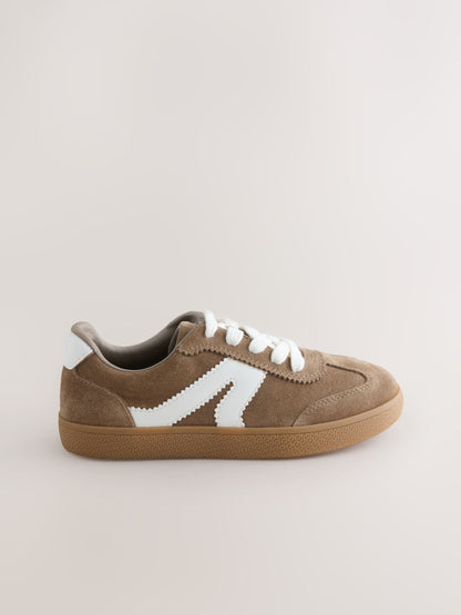 Brown Suede Standard Fit (F) Retro Trainers image 2