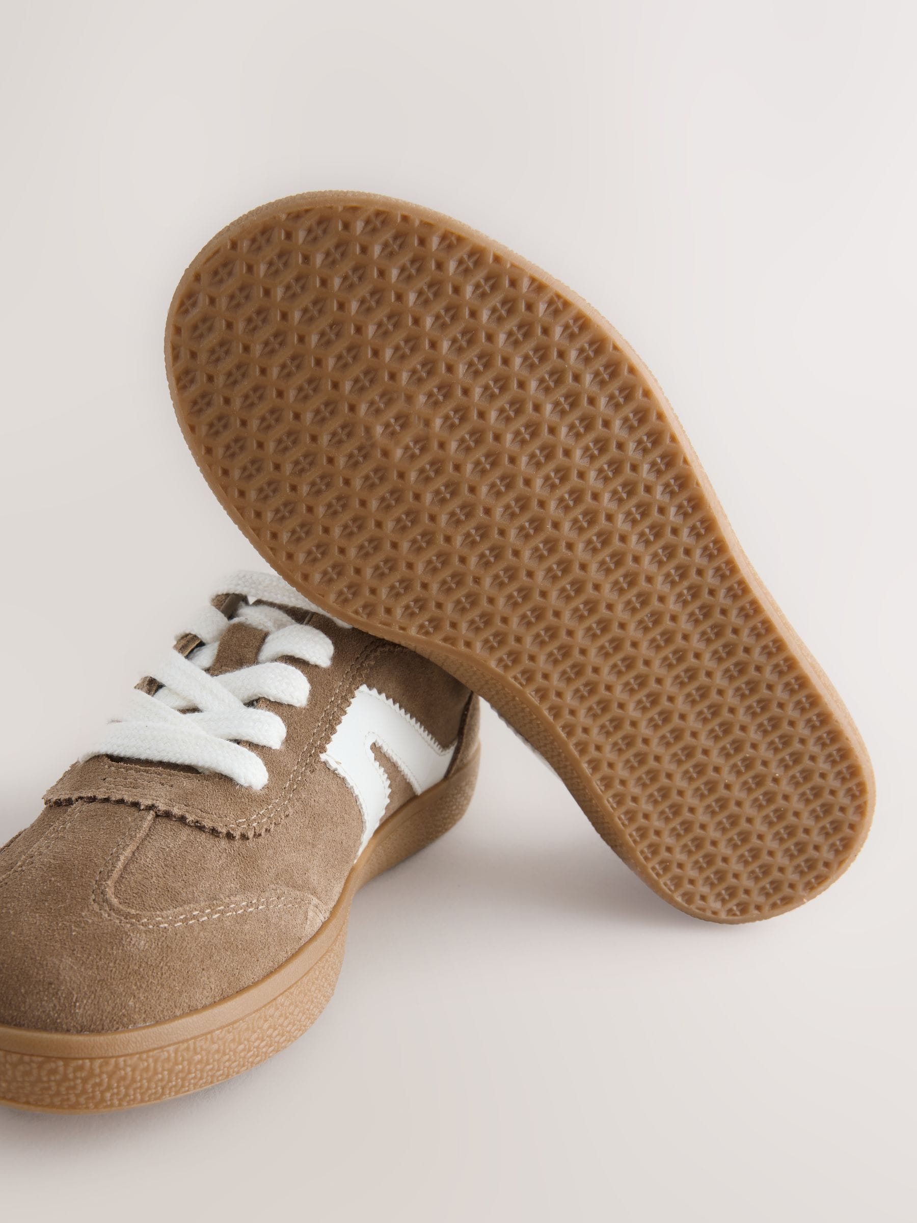 Brown Suede Standard Fit (F) Retro Trainers image 3