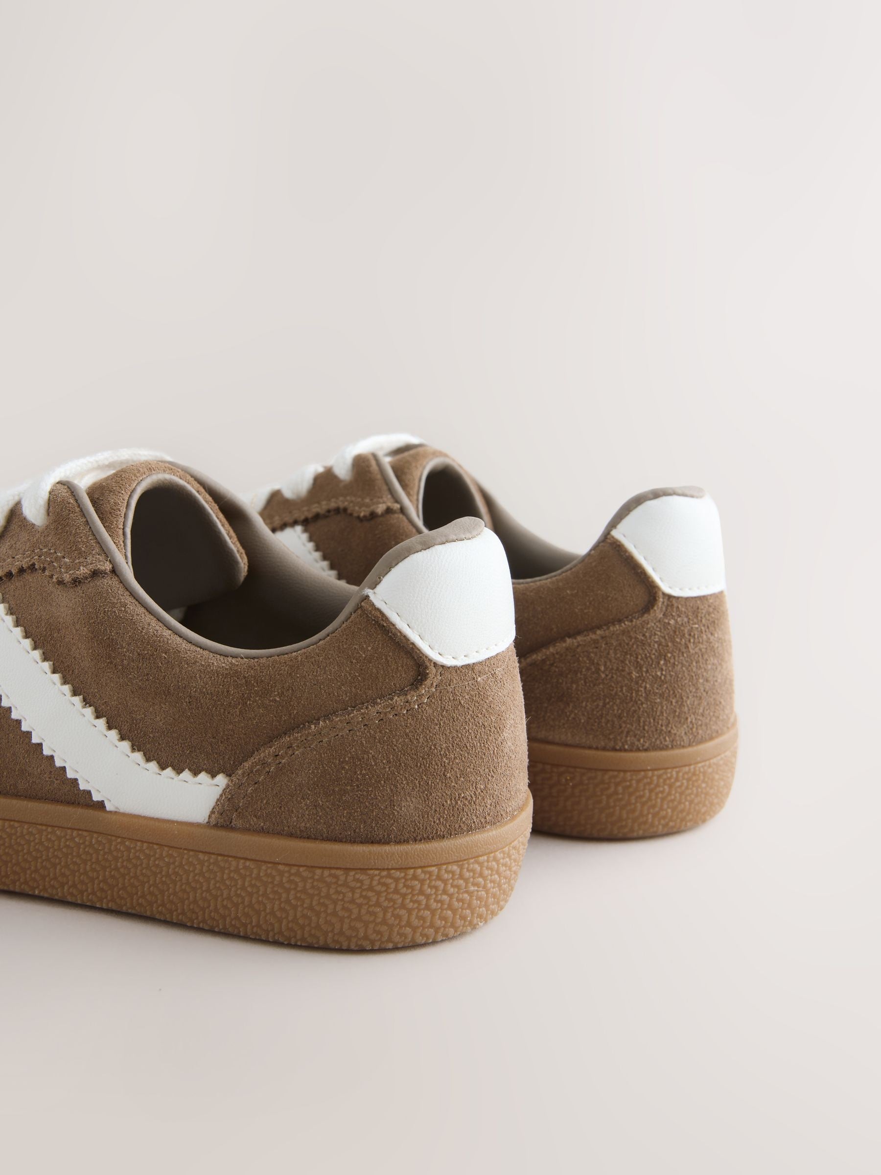 Brown Suede Standard Fit (F) Retro Trainers image 4