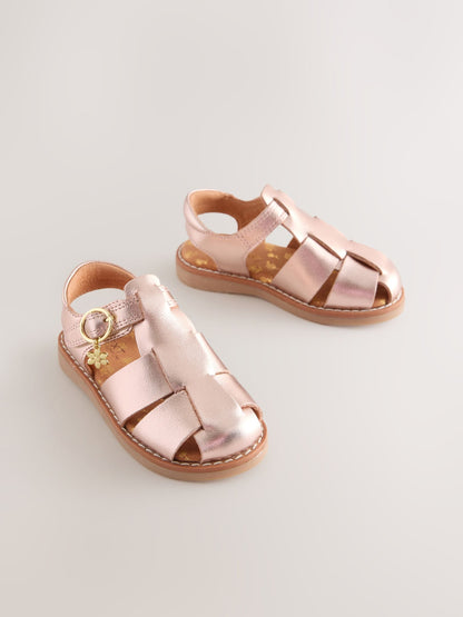 Rose Gold Leather Fisherman Sandals image 1
