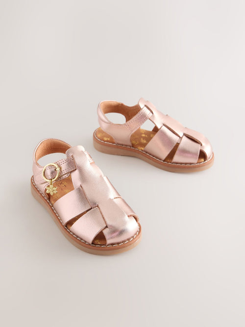 Rose Gold Leather Fisherman Sandals image 1