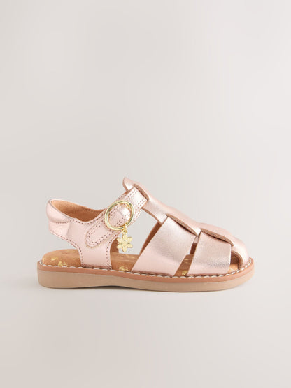 Rose Gold Leather Fisherman Sandals image 2