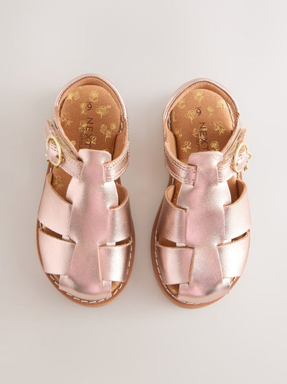 Rose Gold Leather Fisherman Sandals image 3