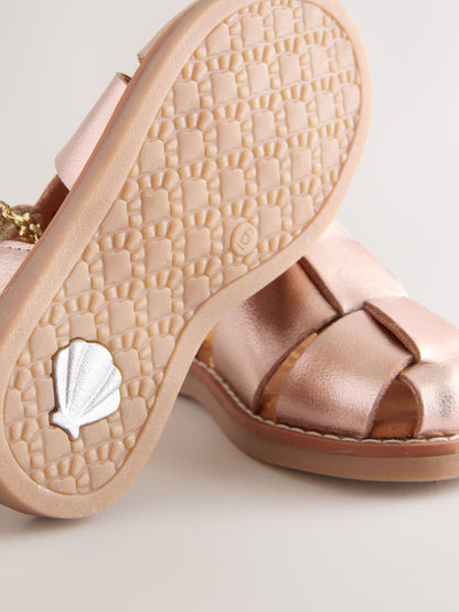 Rose Gold Leather Fisherman Sandals image 4