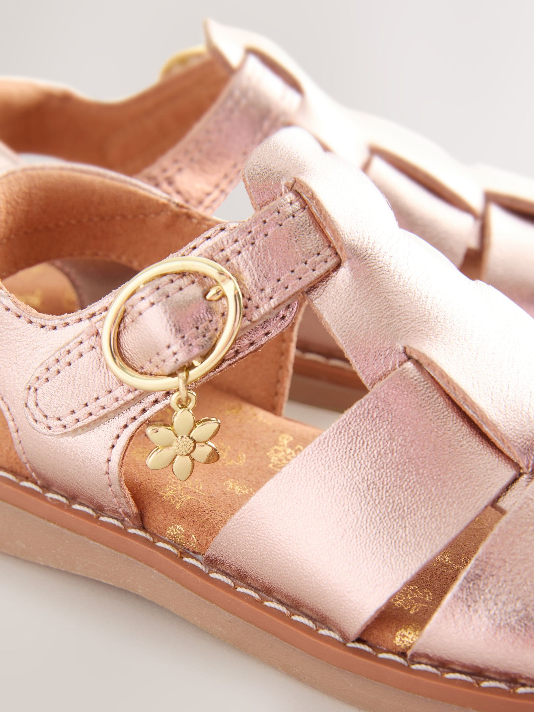 Rose Gold Leather Fisherman Sandals image 5
