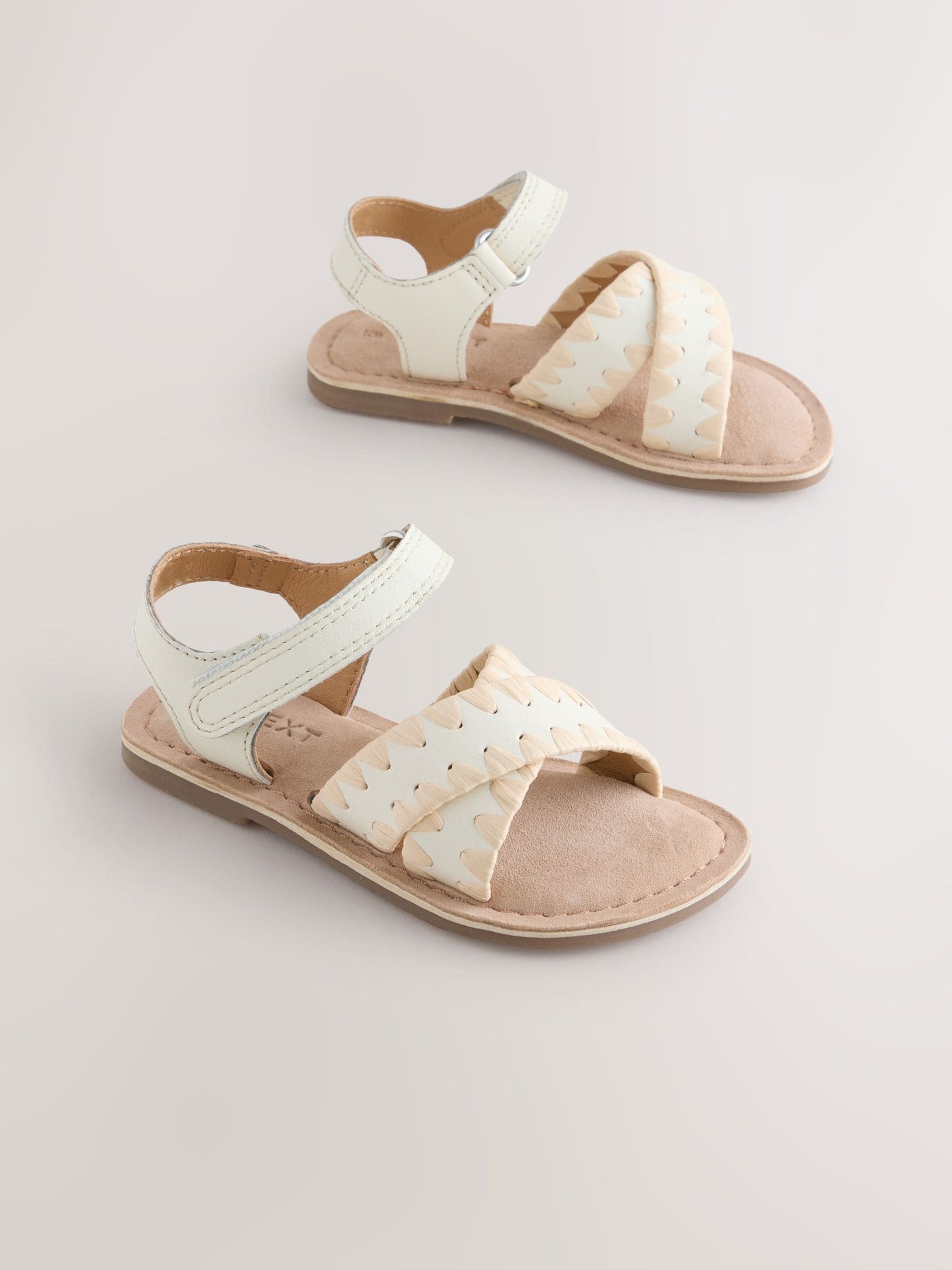 White Leather Touch Fastening Ankle Strap Sandals image 1