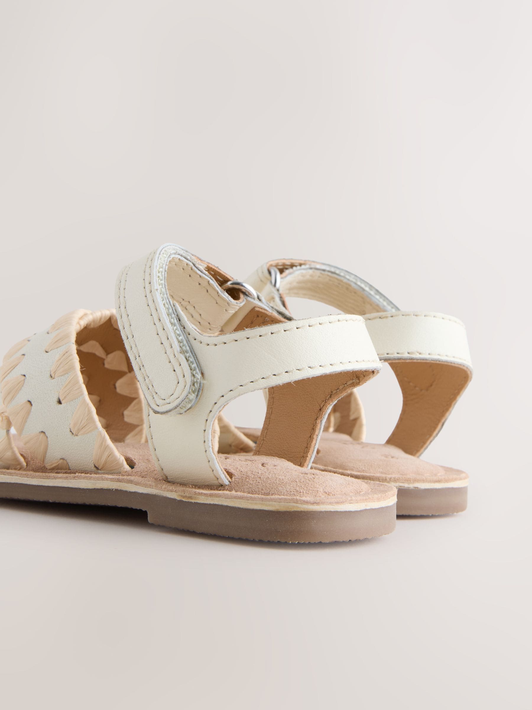 White Leather Touch Fastening Ankle Strap Sandals image 2