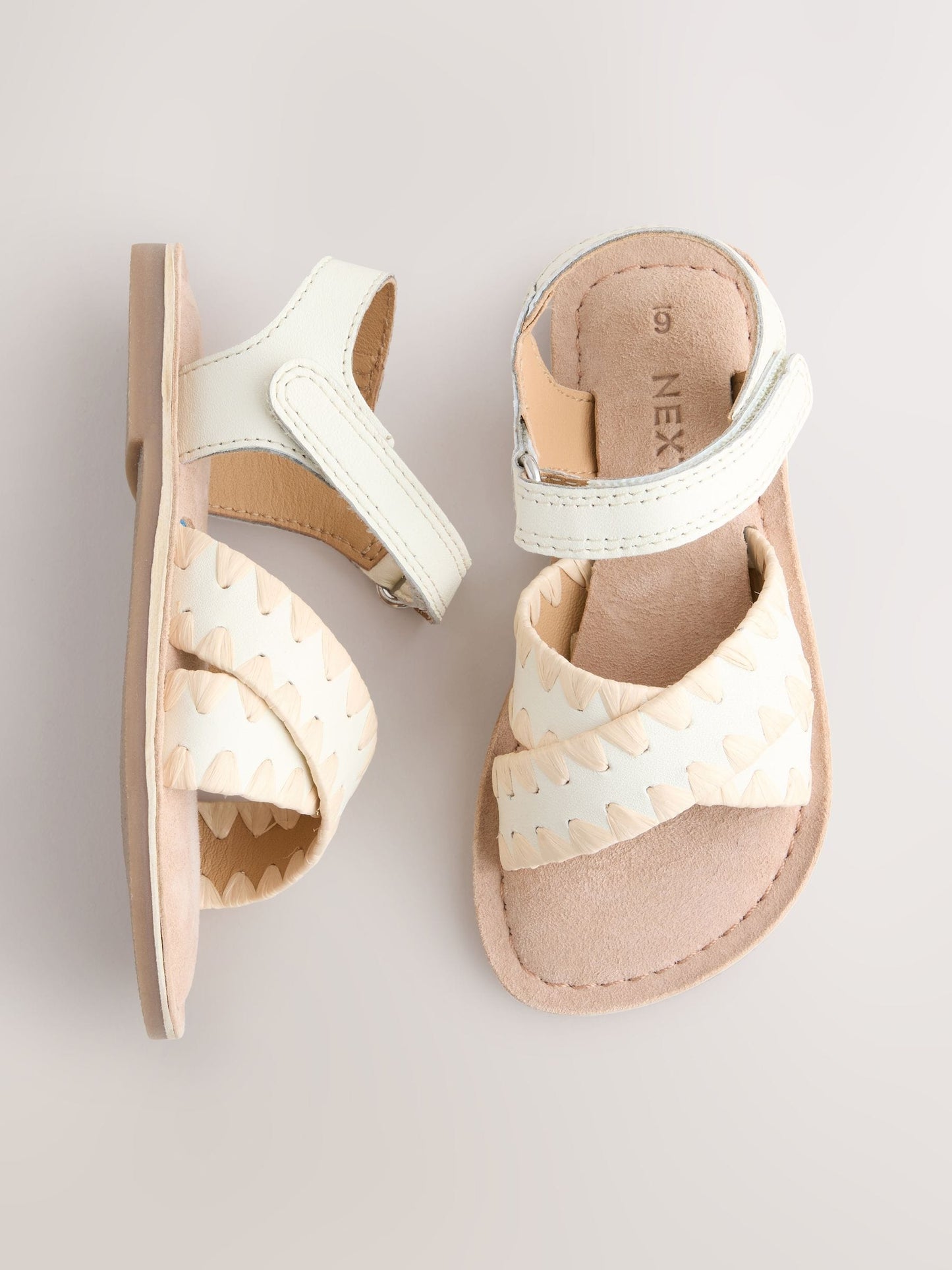 White Leather Touch Fastening Ankle Strap Sandals image 5