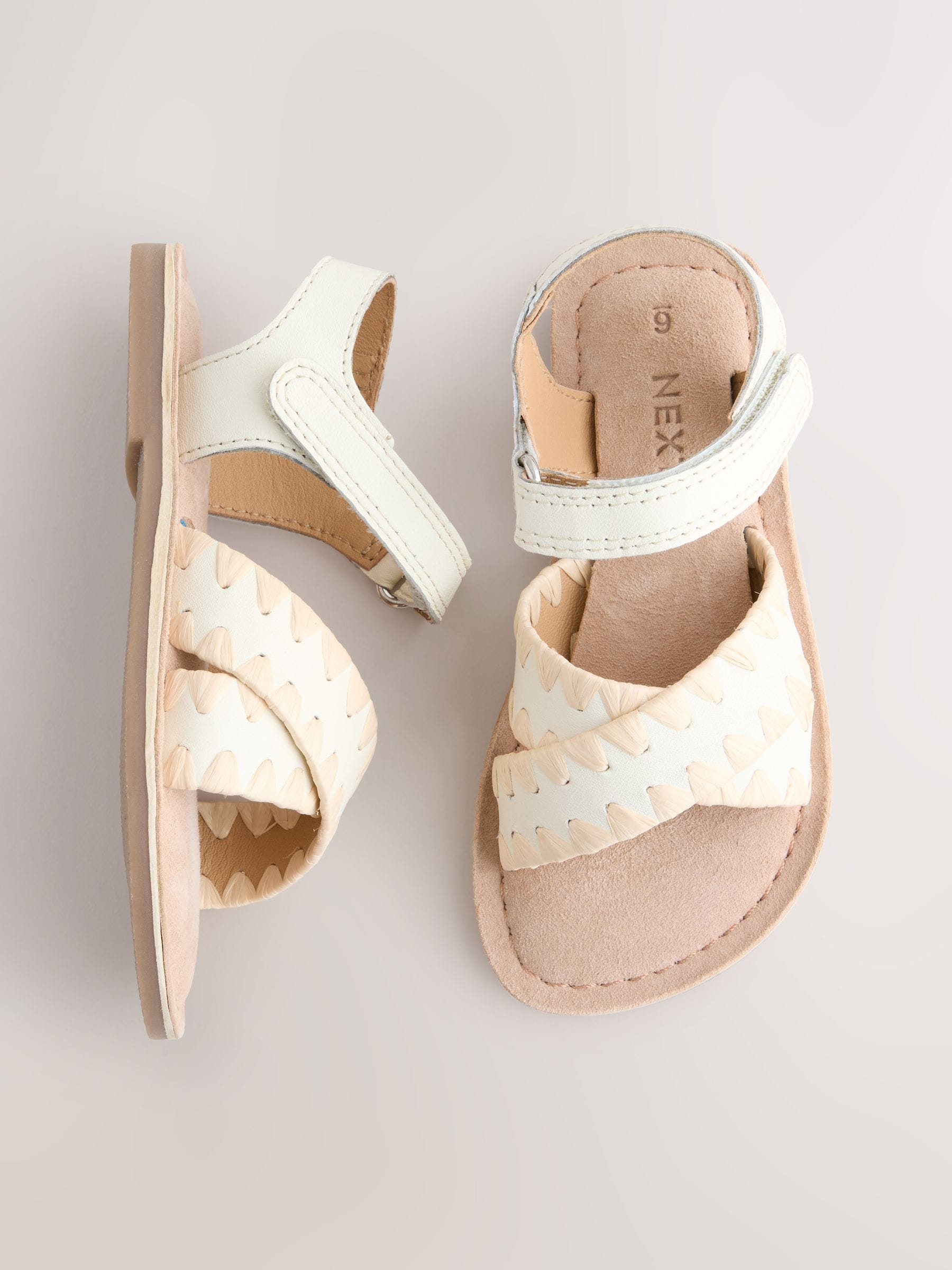 White Leather Touch Fastening Ankle Strap Sandals image 5