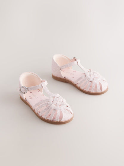 Pink Glitter Wide Fit (G) Fisherman Heart Occasion Sandals image 2