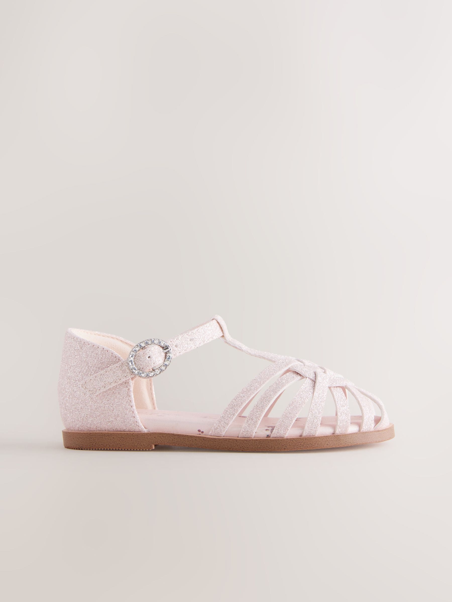 Pink Glitter Wide Fit (G) Fisherman Heart Occasion Sandals image 3