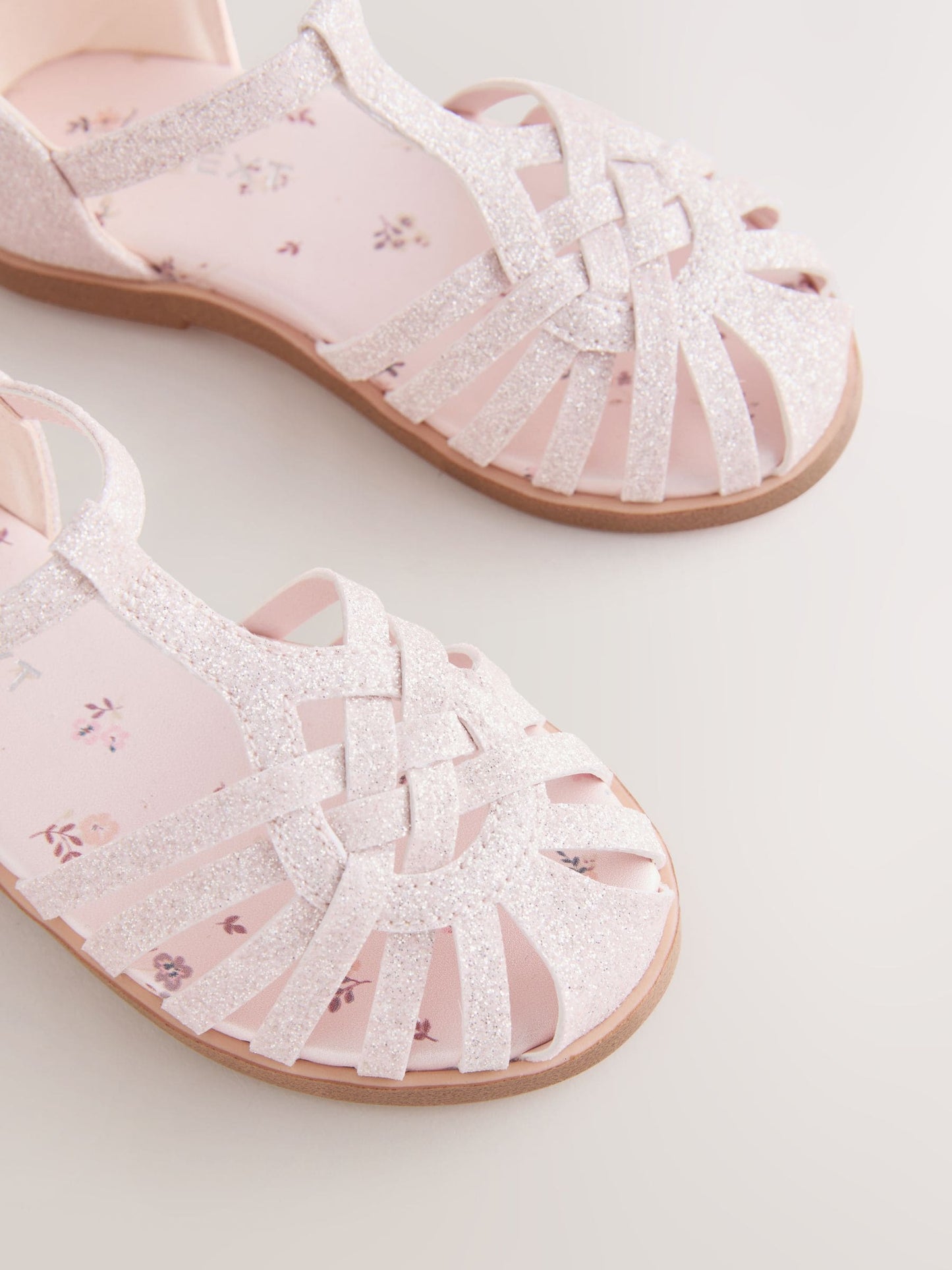 Pink Glitter Wide Fit (G) Fisherman Heart Occasion Sandals image 4