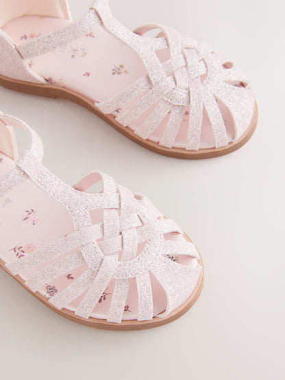Pink Glitter Wide Fit (G) Fisherman Heart Occasion Sandals image 4