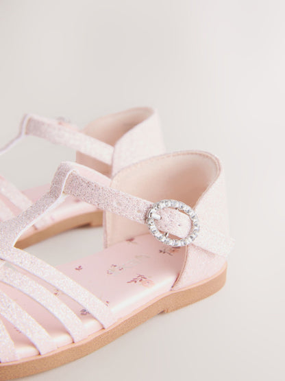 Pink Glitter Wide Fit (G) Fisherman Heart Occasion Sandals image 5