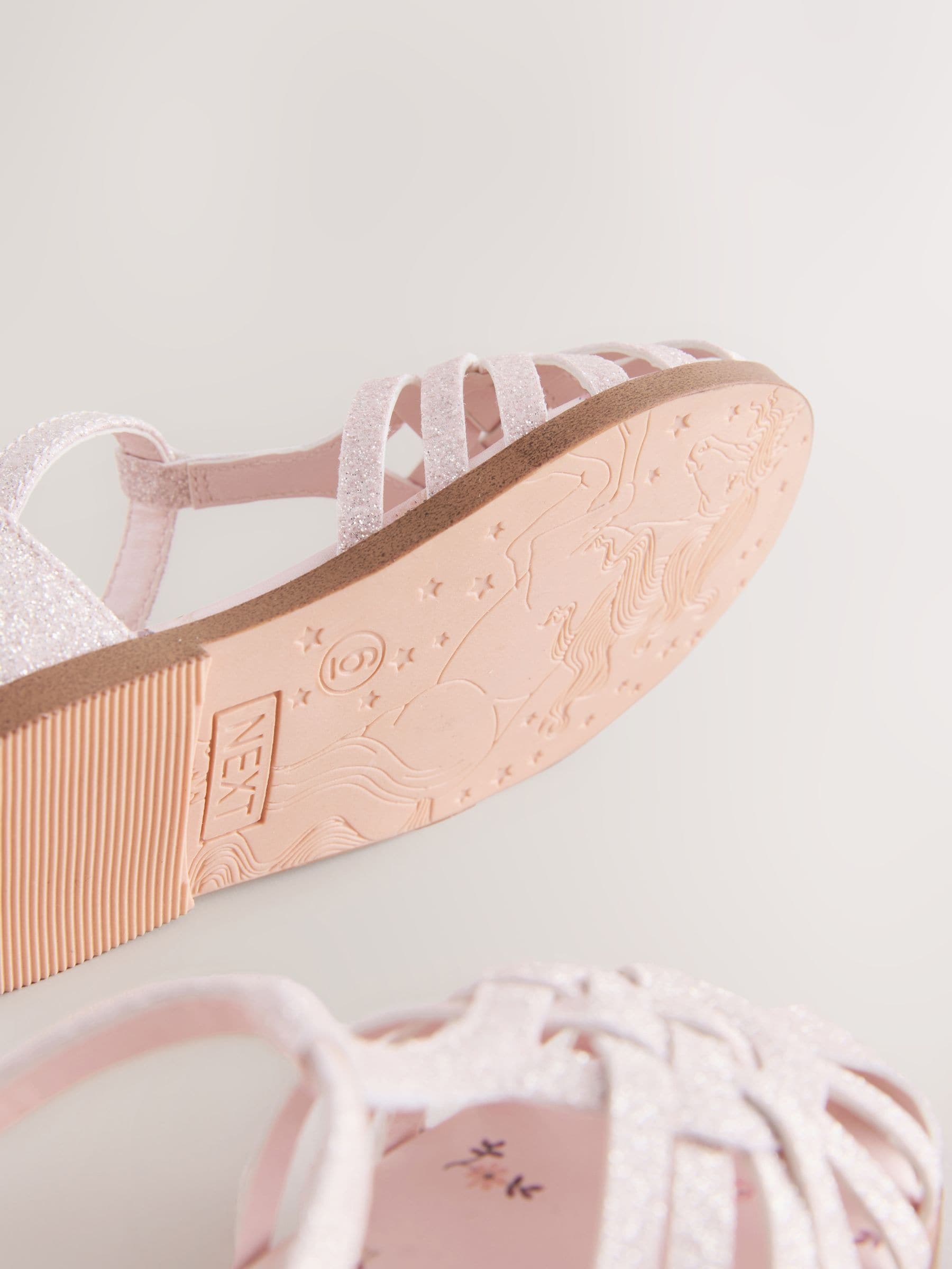 Pink Glitter Wide Fit (G) Fisherman Heart Occasion Sandals image 6