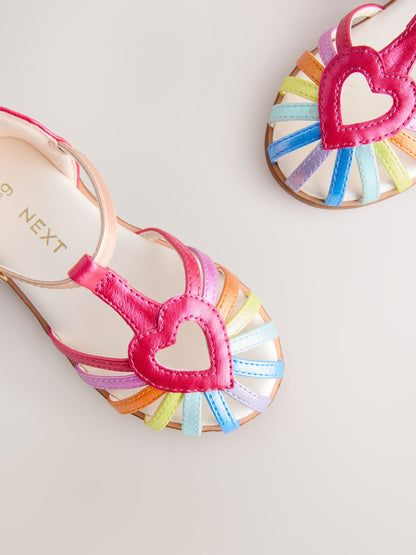 Dsiney Kidz - Multi Rainbow Standard Fit (F) Fisherman Heart Occasion Sandals image 4