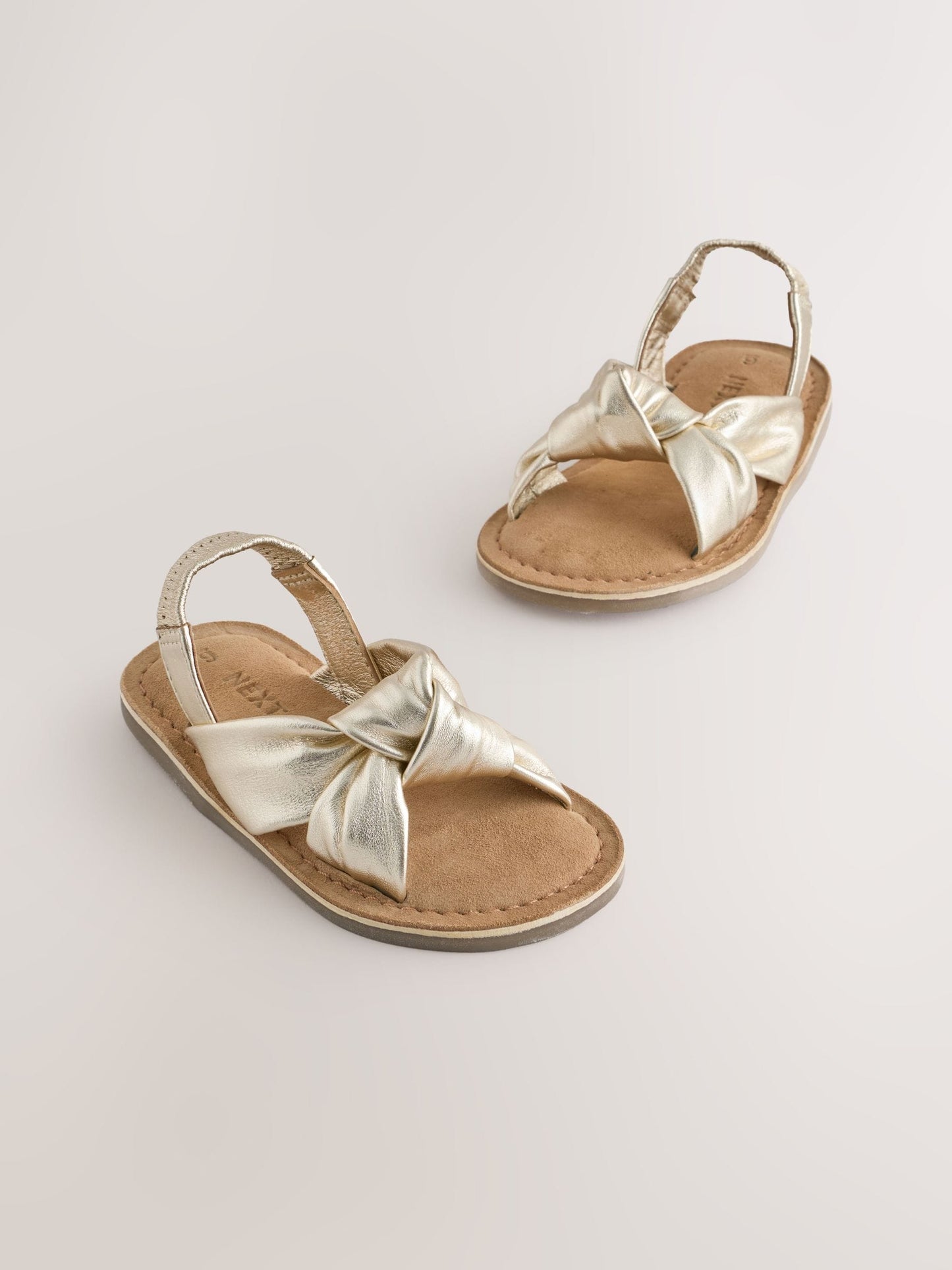 Gold Leather Knot Front Sandals image 1