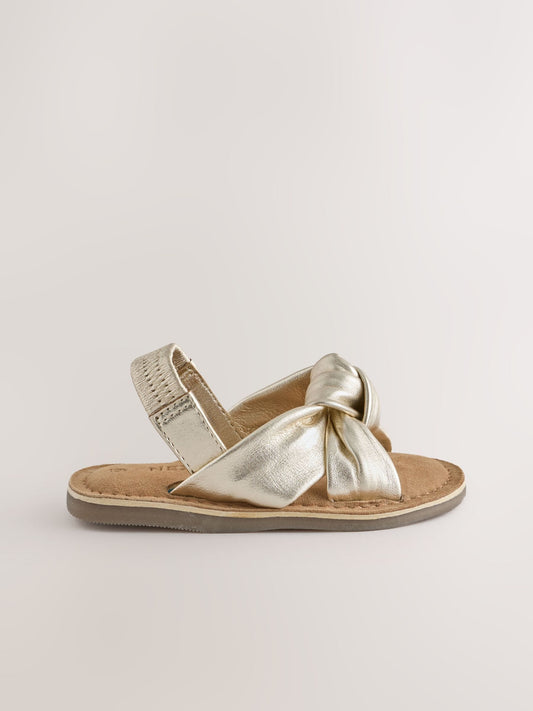 Gold Leather Knot Front Sandals image 2