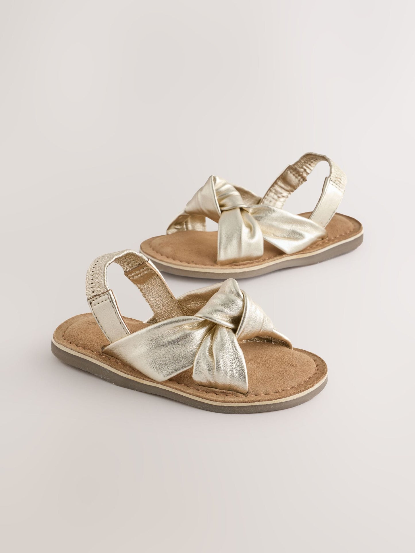 Gold Leather Knot Front Sandals image 3