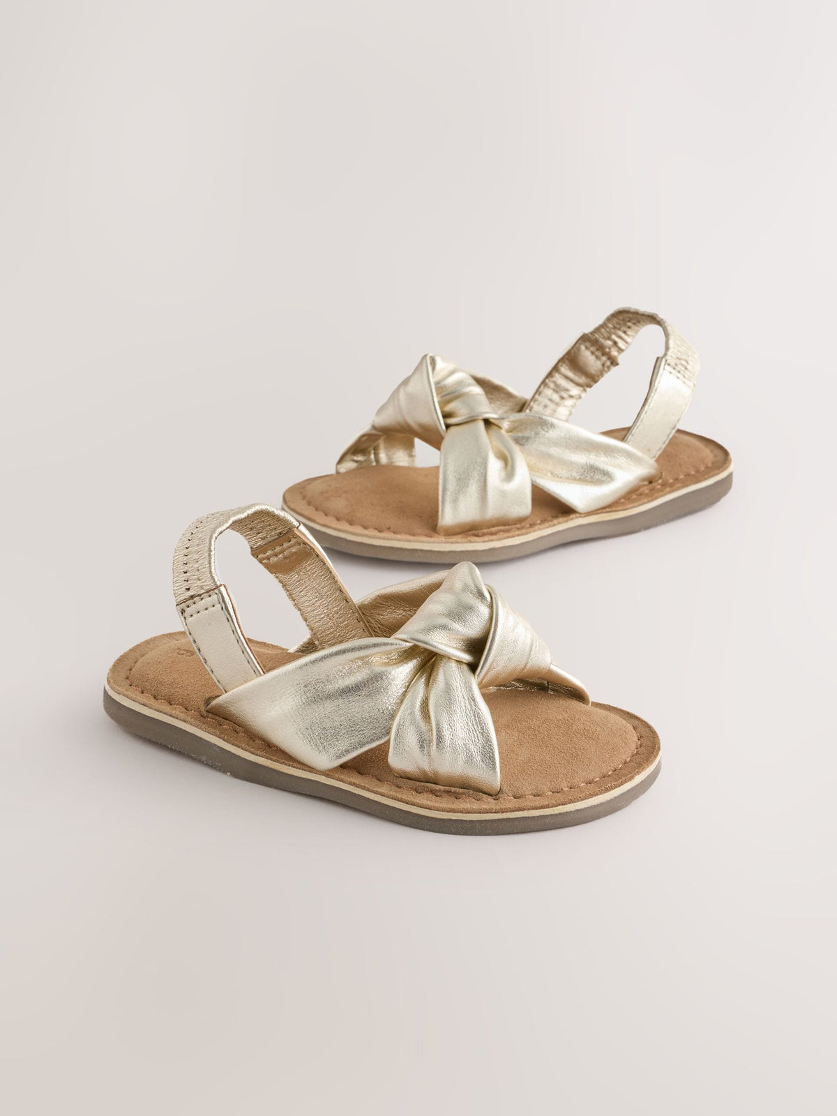 Gold Leather Knot Front Sandals image 3