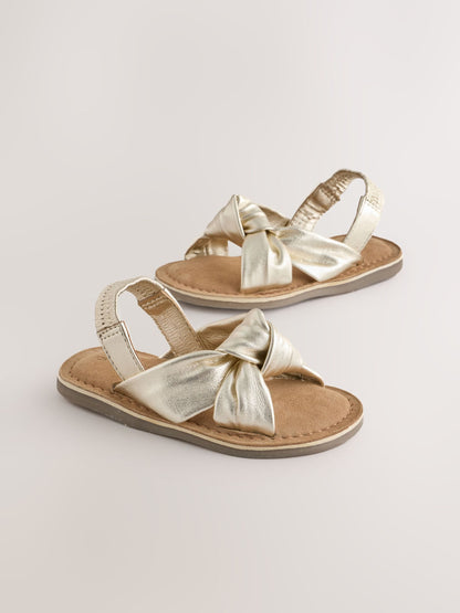 Gold Leather Knot Front Sandals image 3