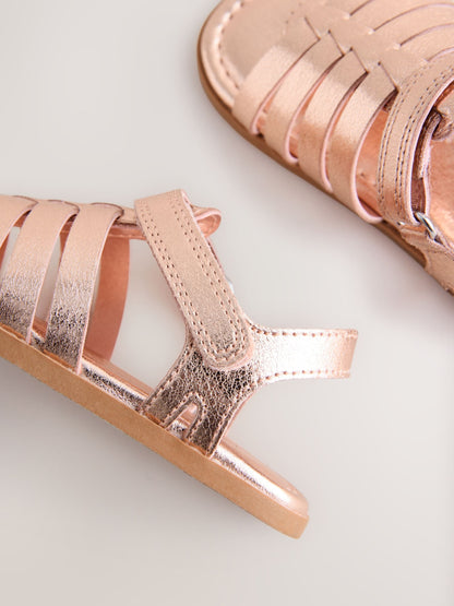 Rose Gold Ankle Strap Sandals with Touch Fastening image 3