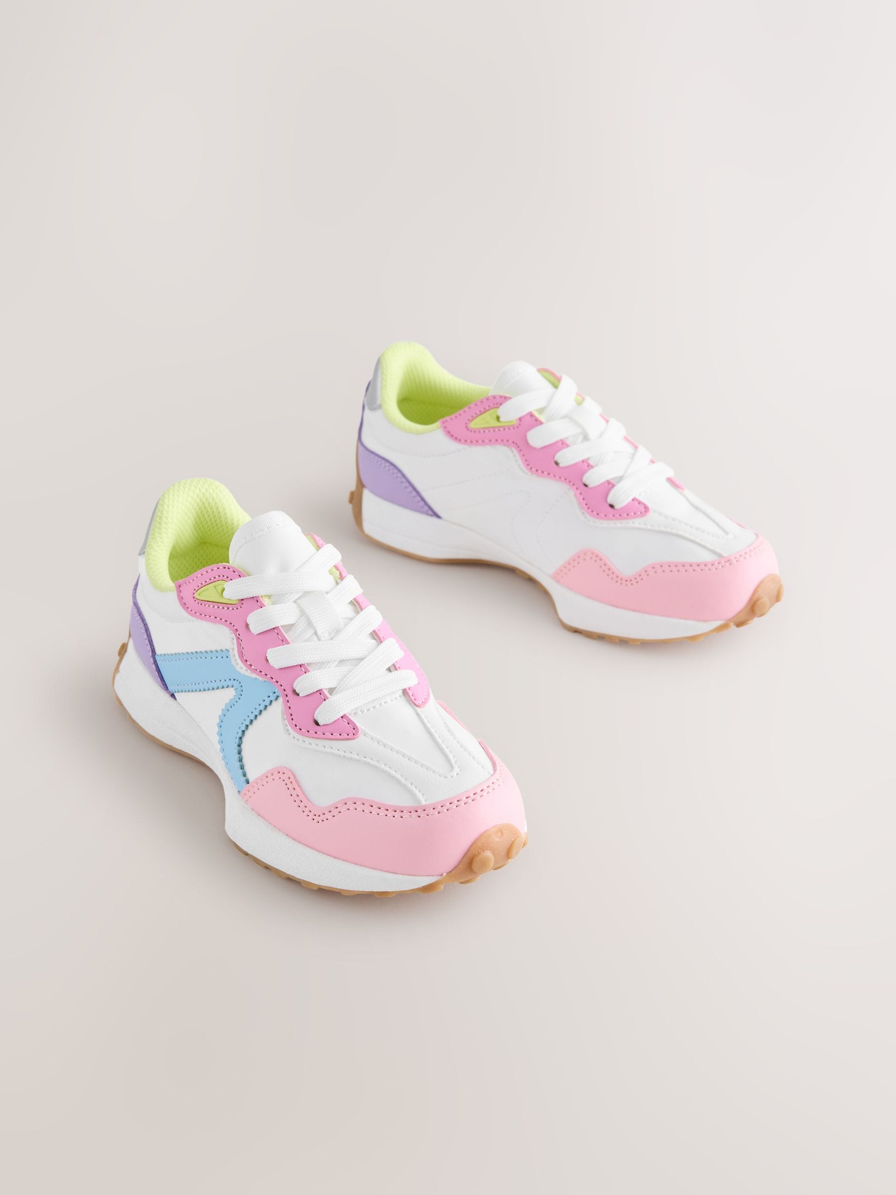 Pastel Colourblock Lace-Up Lifestyle Trainers image 1
