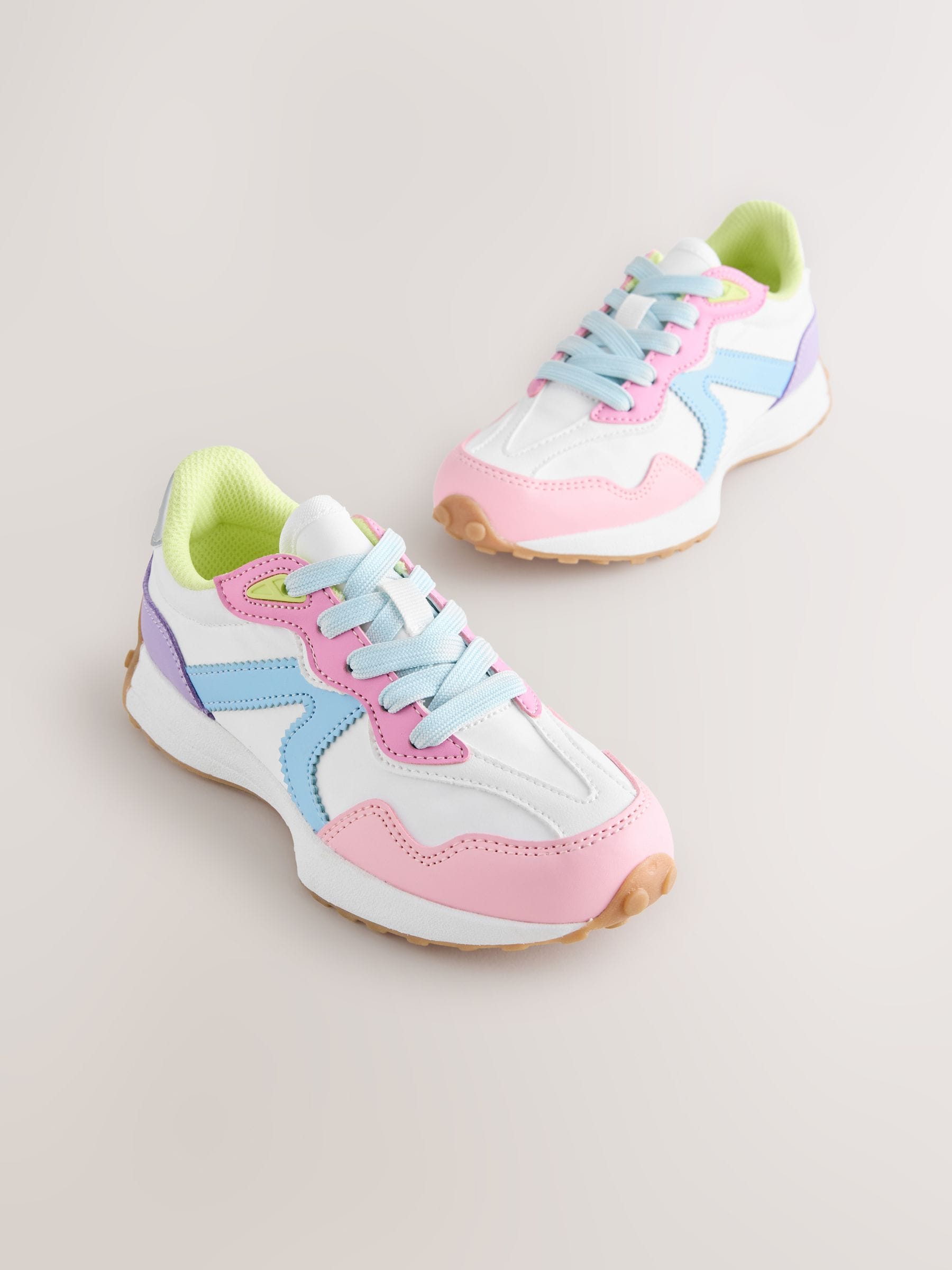 Pastel Colourblock Lace-Up Lifestyle Trainers image 2