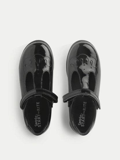 Start Rite Black Patent Dual Fit Novel T-Bar Rip Tape School Shoes image 4