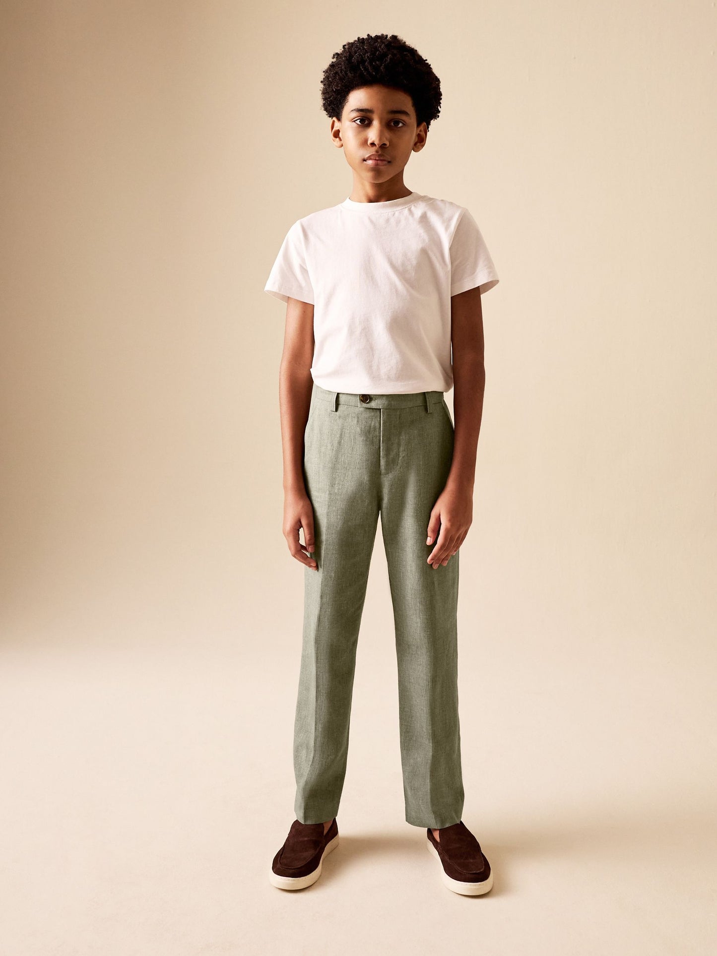 Dsiney Kidz - Khaki Green Linen Blend Suit Trousers (3-16yrs) image 1