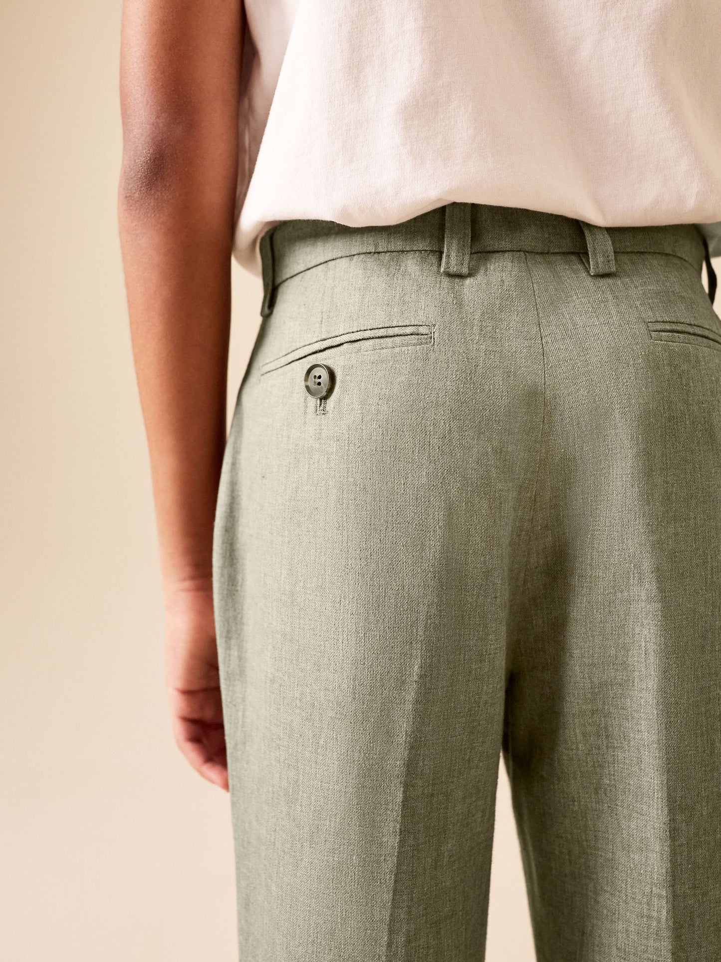 Dsiney Kidz - Khaki Green Linen Blend Suit Trousers (3-16yrs) image 3