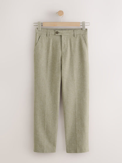 Dsiney Kidz - Khaki Green Linen Blend Suit Trousers (3-16yrs) image 5