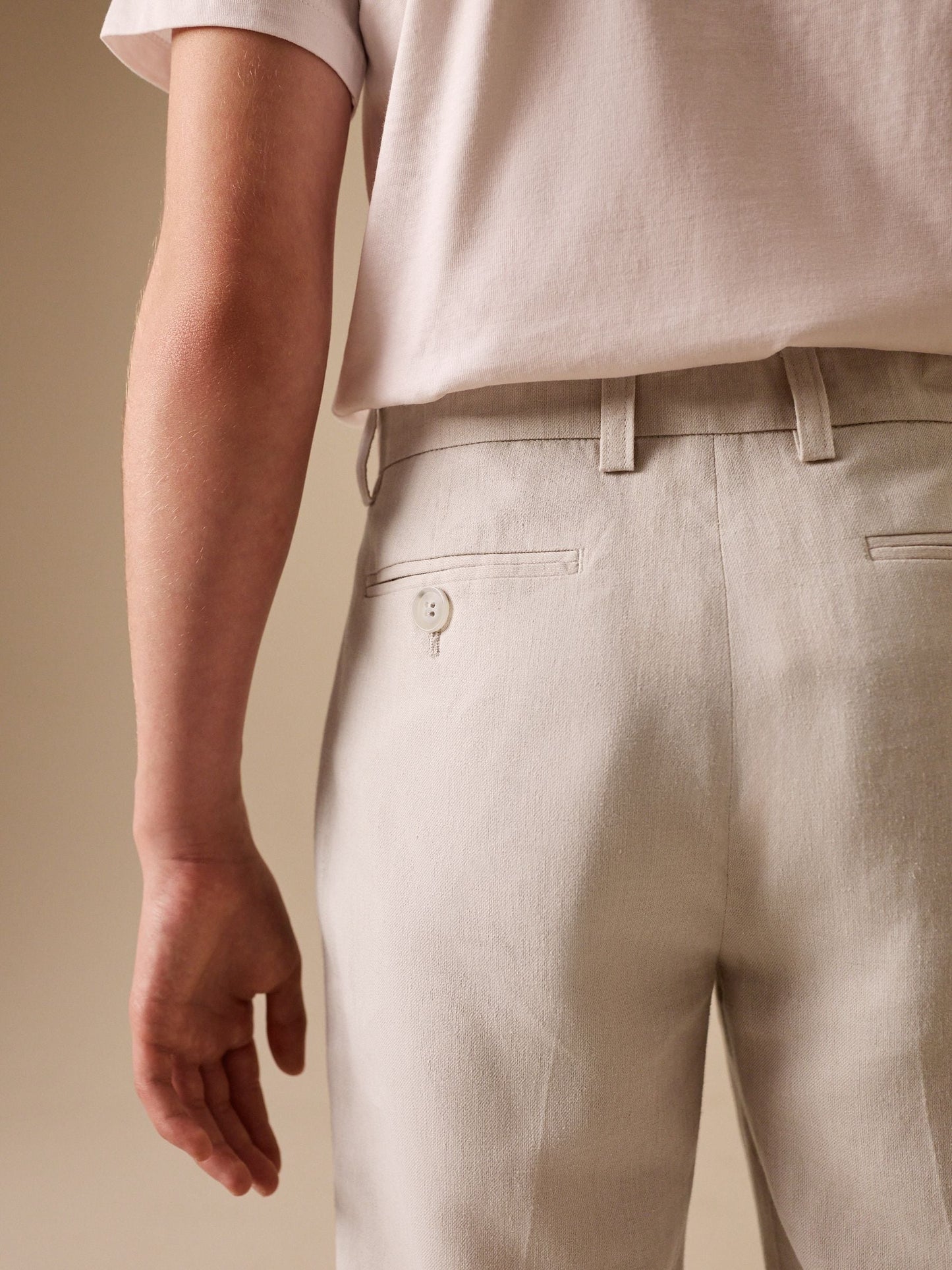 Dsiney Kidz - Neutral Beige Linen Blend Suit Trousers (3-16yrs) image 3